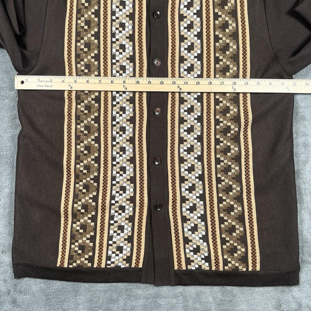 MICHAEL IRVIN 88 Men Vintage Brown Collared Knit Button Cardigan Shirt Sweater - Picture 9 of 11